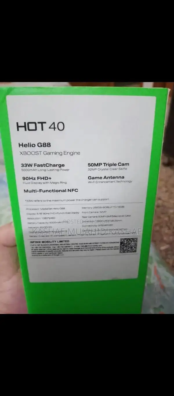 Infinix Hot 40 Smartphone - Full Boxed Edition