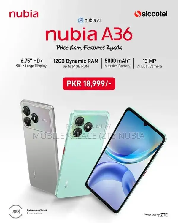 Nubia A36 Smartphone - Android 15 Dual Camera 6.75" Display