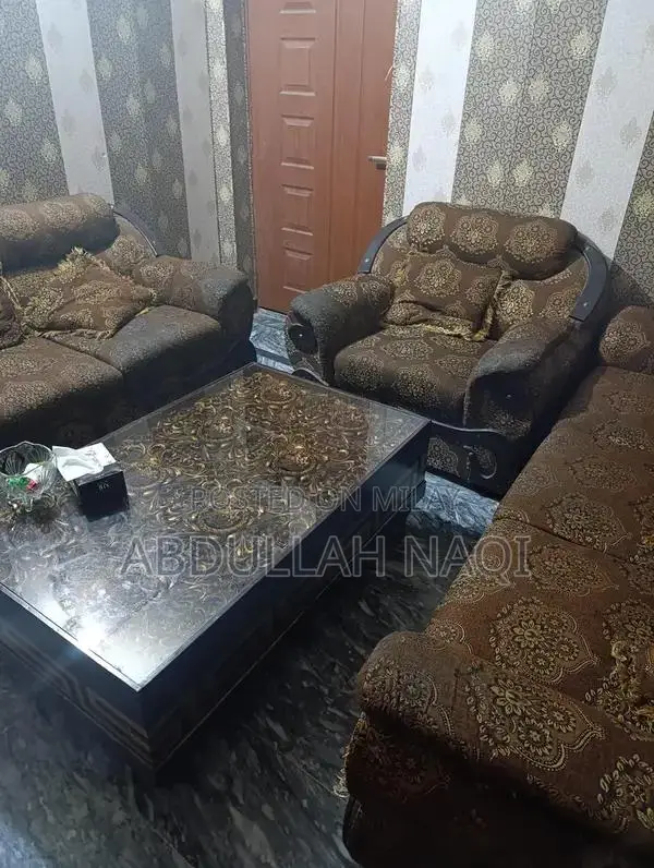 Foam and Wood Sofa Set with Minor Wear