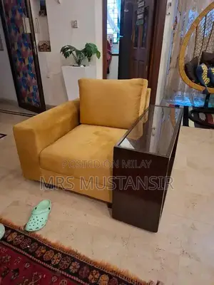 Photo - 3,2,1 Wooden Sofa Set with Center Glass Table