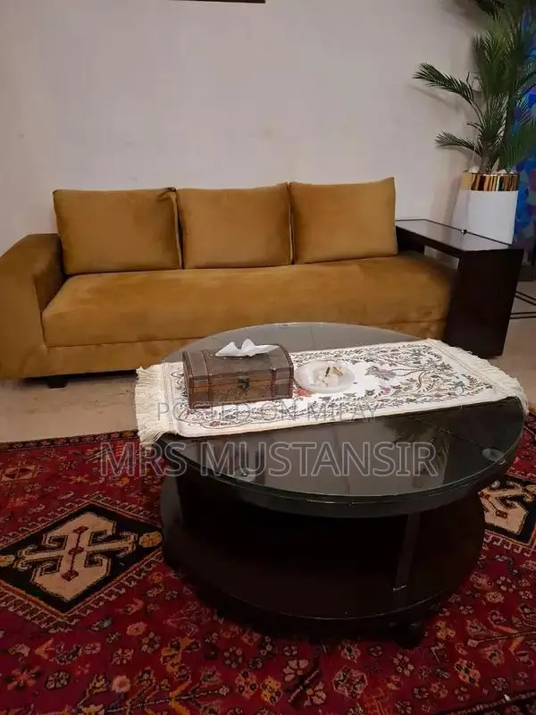 3,2,1 Wooden Sofa Set with Center Glass Table
