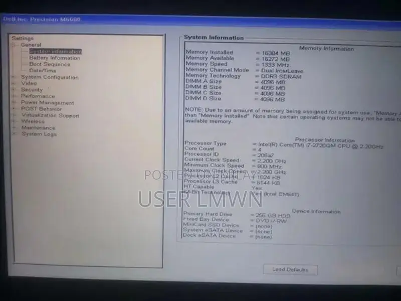 Dell M6600 Professional Workstation Laptop