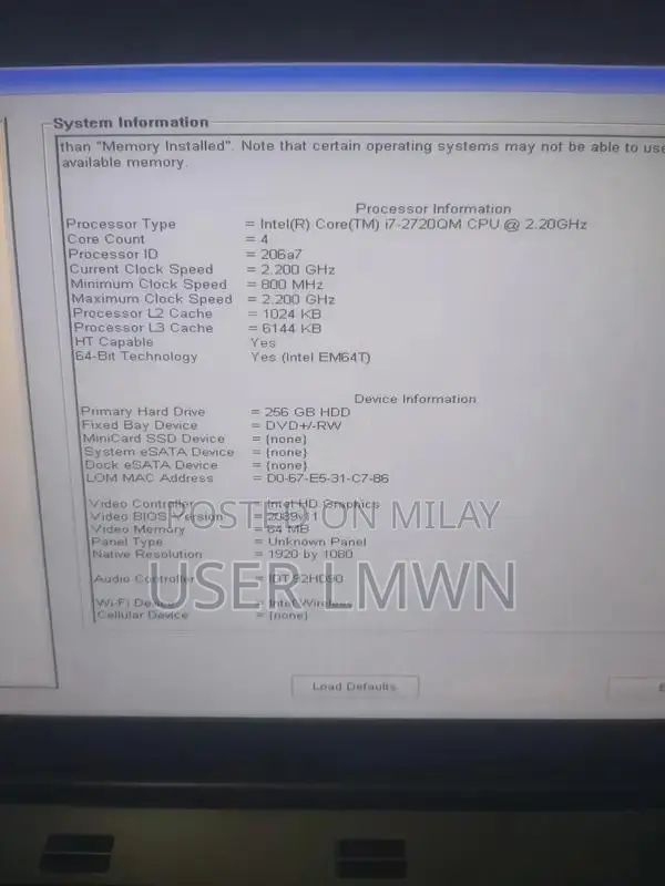 Dell M6600 Professional Workstation Laptop