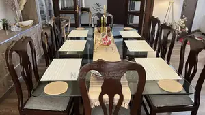 Wooden 8-Seater Dining Table with 8 Matching Chairs