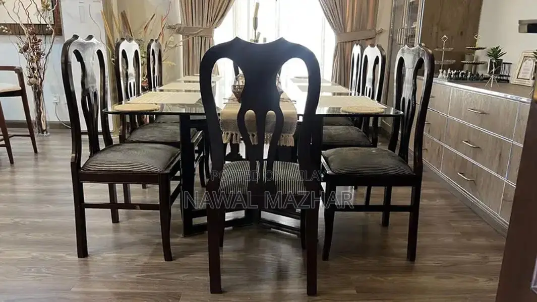Wooden 8-Seater Dining Table with 8 Matching Chairs
