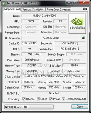 NVIDIA Quadro 5000 Professional Graphics Card