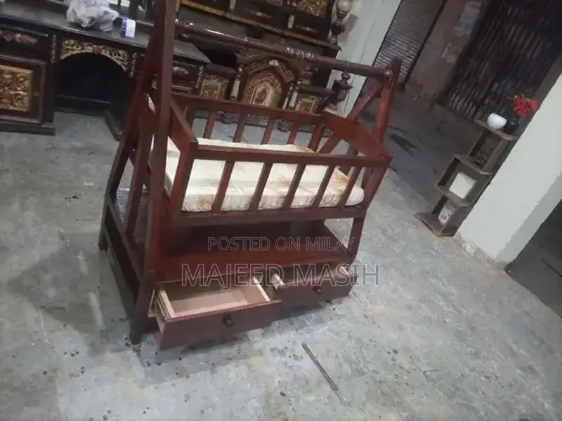 Wooden Baby Jhula - Traditional Indian Infant Swing Cradle