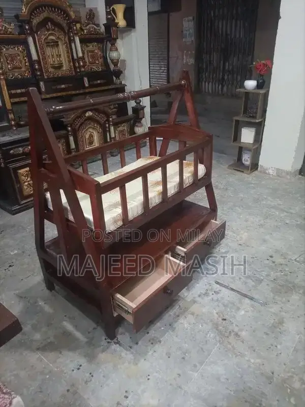 Wooden Baby Jhula - Traditional Indian Infant Swing Cradle