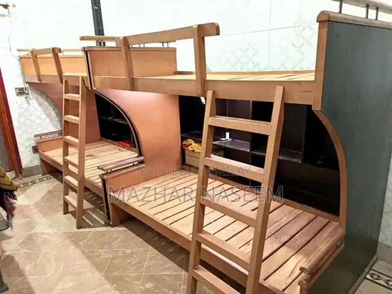 Sturdy Wooden Double Bunk Bed for 4 Adults with Storage