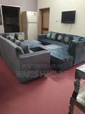 Photo - 7-Seater L-Shape Sofa with Puffy - Modern Living Room Furniture