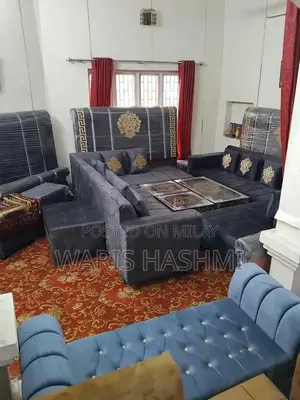 7-Seater L-Shape Sofa with Puffy - Modern Living Room Furniture