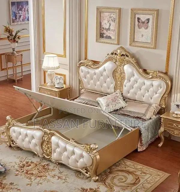 Modern High-Gloss Bed Set with Sleek Design