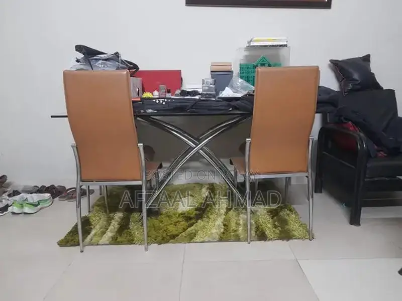 Elegant Steel Dining Table Set with 8 Chairs