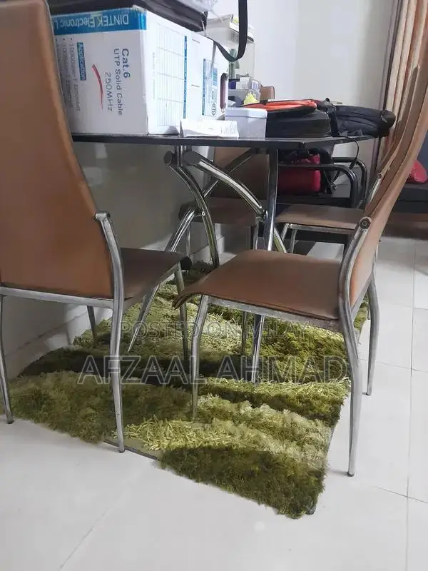 Elegant Steel Dining Table Set with 8 Chairs