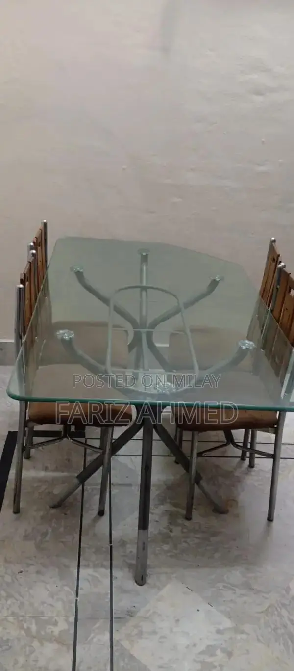Glass Dining Set with Four Chairs - Excellent Condition