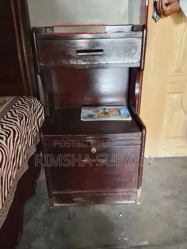 Vintage Wooden Bed Set with Side Tables and Storage