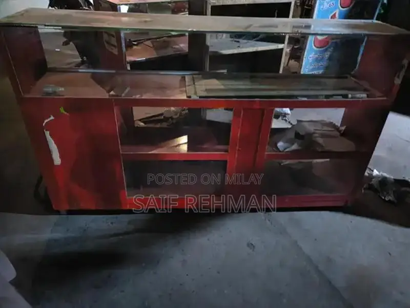 Shop Counter with Iron and Chikh Board - Wooden Display Counter