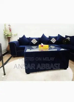 Spacious L-Shaped Sofa with 7-Seater Capacity in Loyal Blue