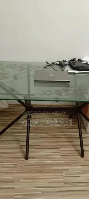 Photo - Ironrod Glass Top Dining Table with 6 Matching Chairs