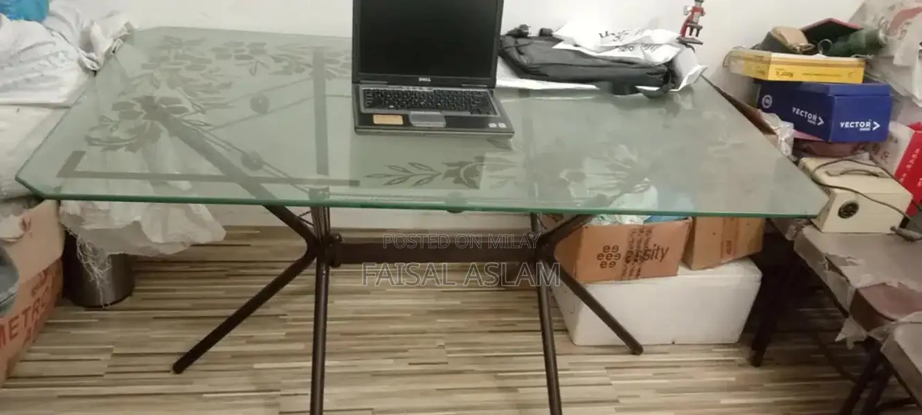 Ironrod Glass Top Dining Table with 6 Matching Chairs