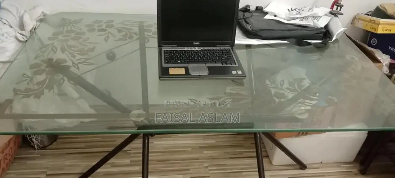 Ironrod Glass Top Dining Table with 6 Matching Chairs