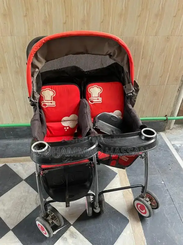 Double Seat Baby Pram Stroller - Nearly New Condition