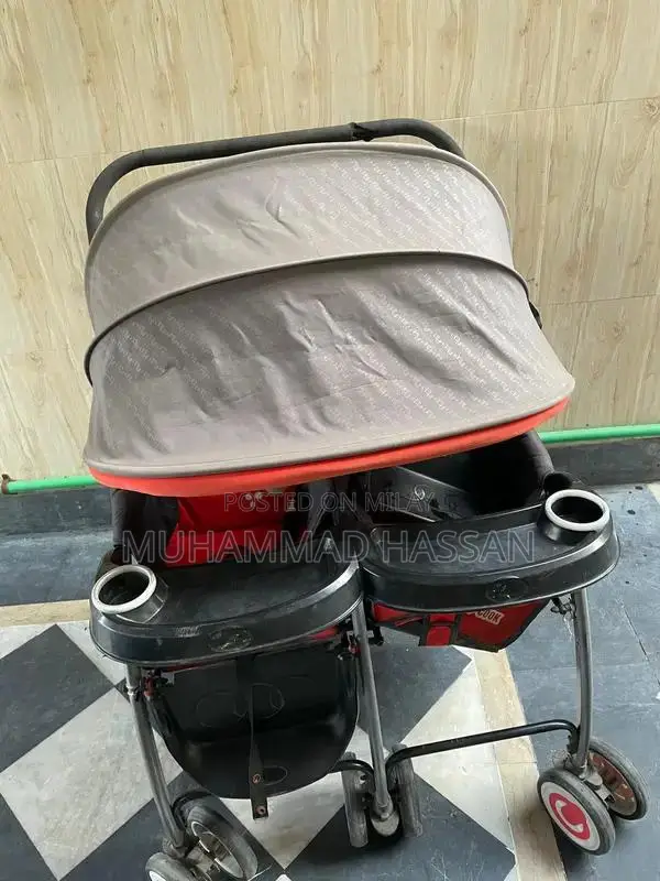 Double Seat Baby Pram Stroller - Nearly New Condition