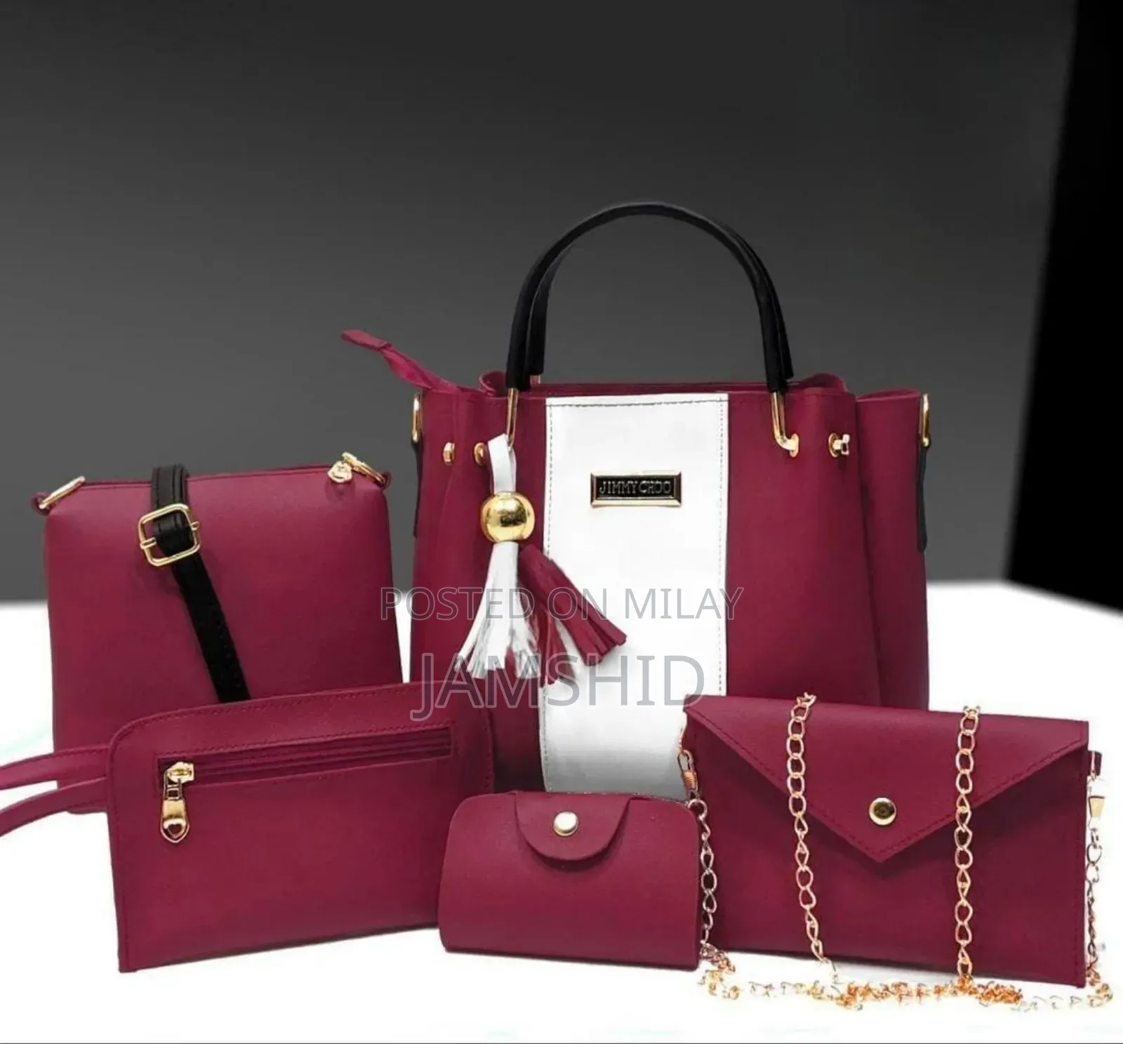 Stylish Women's Pu Leather Eather Hand Bag Set 5 Pc's