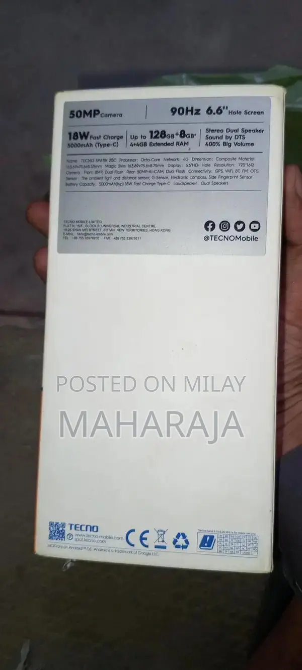 Tacno Speak 20C Mobile Phone with 8GB Storage and 128GB Expandable Mem