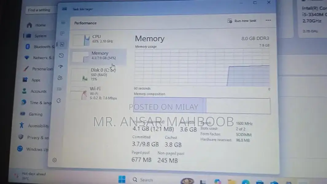 Pre-Owned Laptop with Reduced Battery Performance