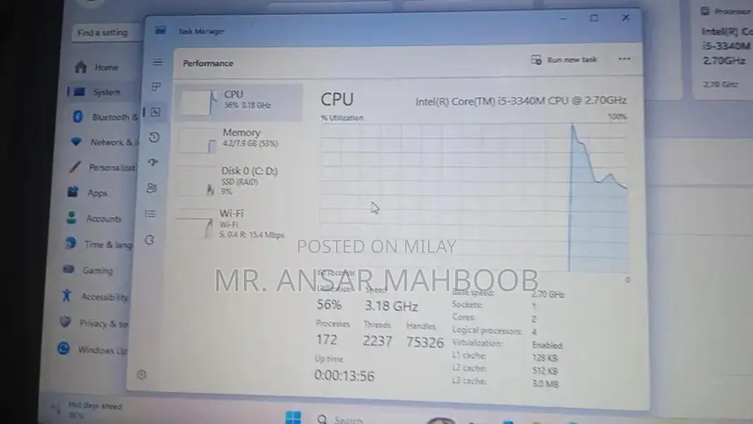 Pre-Owned Laptop with Reduced Battery Performance