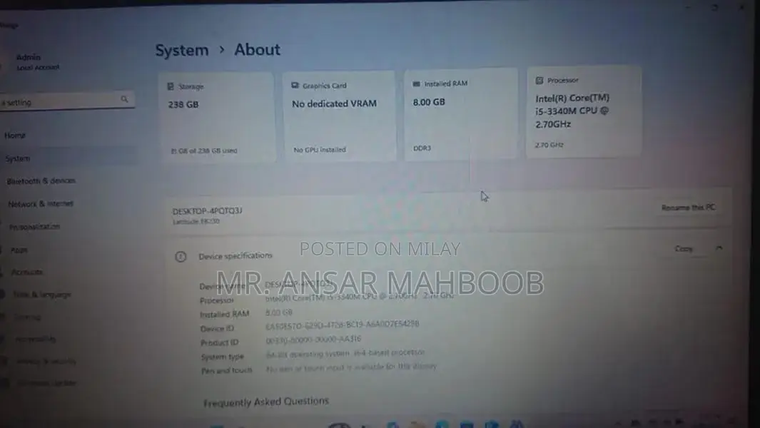 Pre-Owned Laptop with Reduced Battery Performance