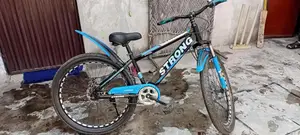 Blue and Black Fat Tire Bicycle with Front Suspension