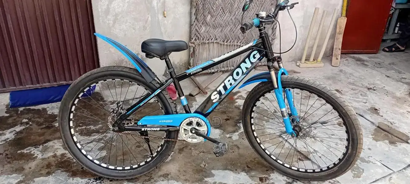 Blue and Black Fat Tire Bicycle with Front Suspension