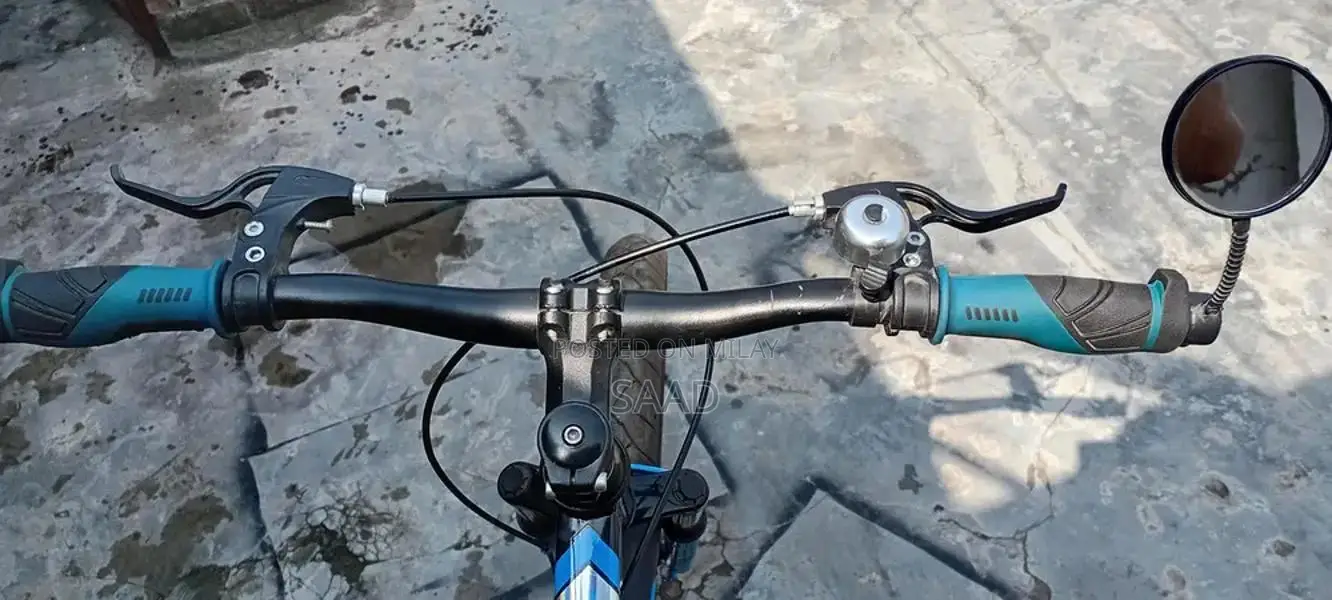 Blue and Black Fat Tire Bicycle with Front Suspension