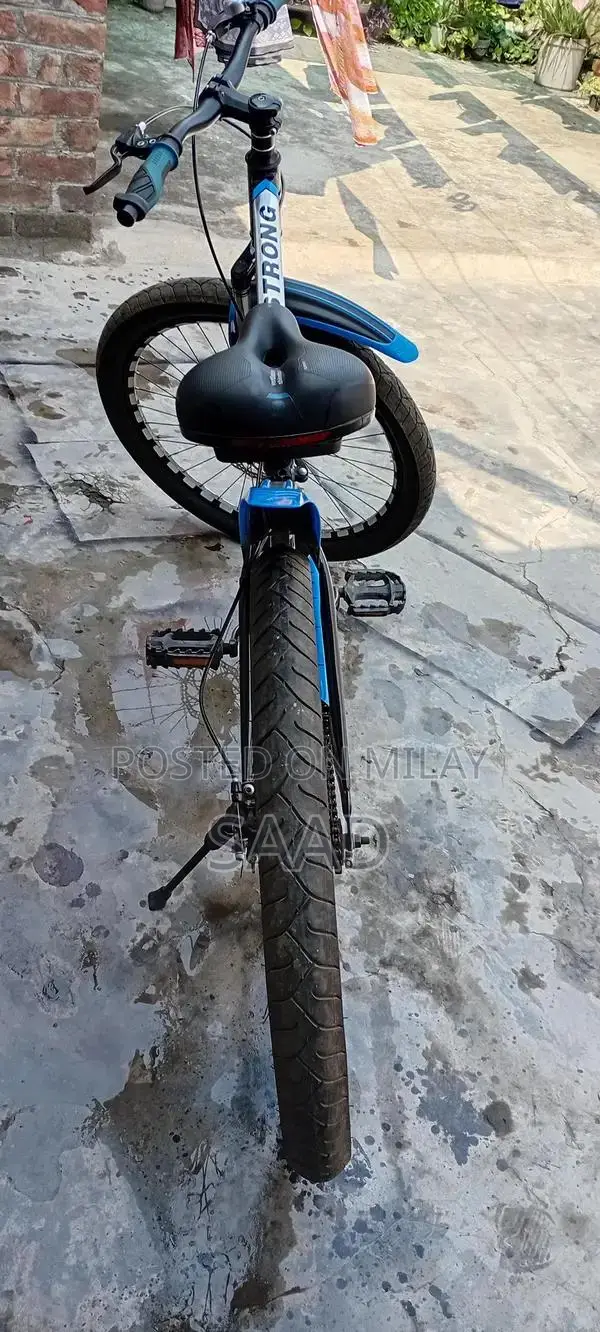 Blue and Black Fat Tire Bicycle with Front Suspension