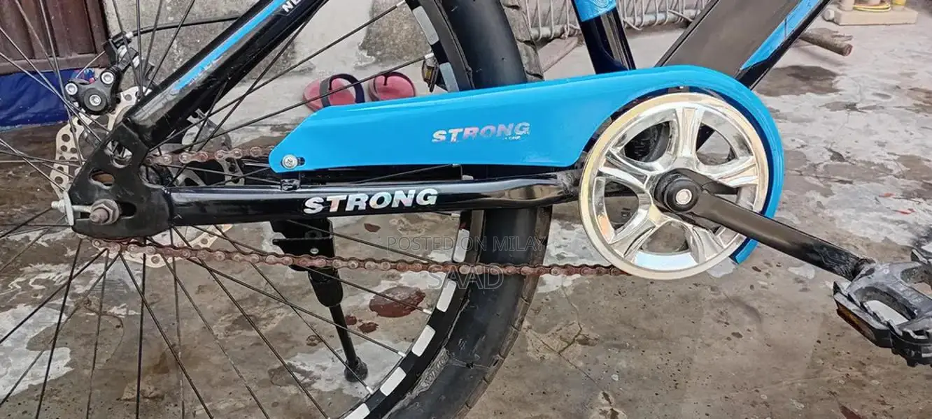 Blue and Black Fat Tire Bicycle with Front Suspension