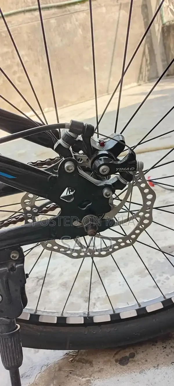 Blue and Black Fat Tire Bicycle with Front Suspension