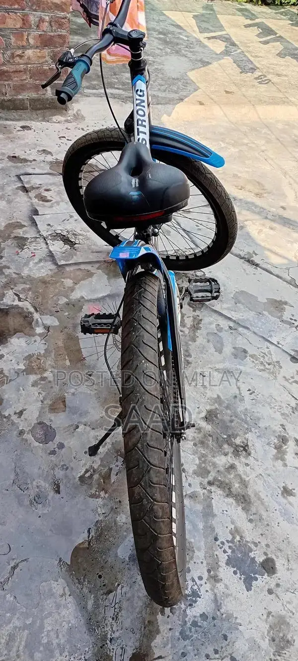 Blue and Black Fat Tire Bicycle with Front Suspension