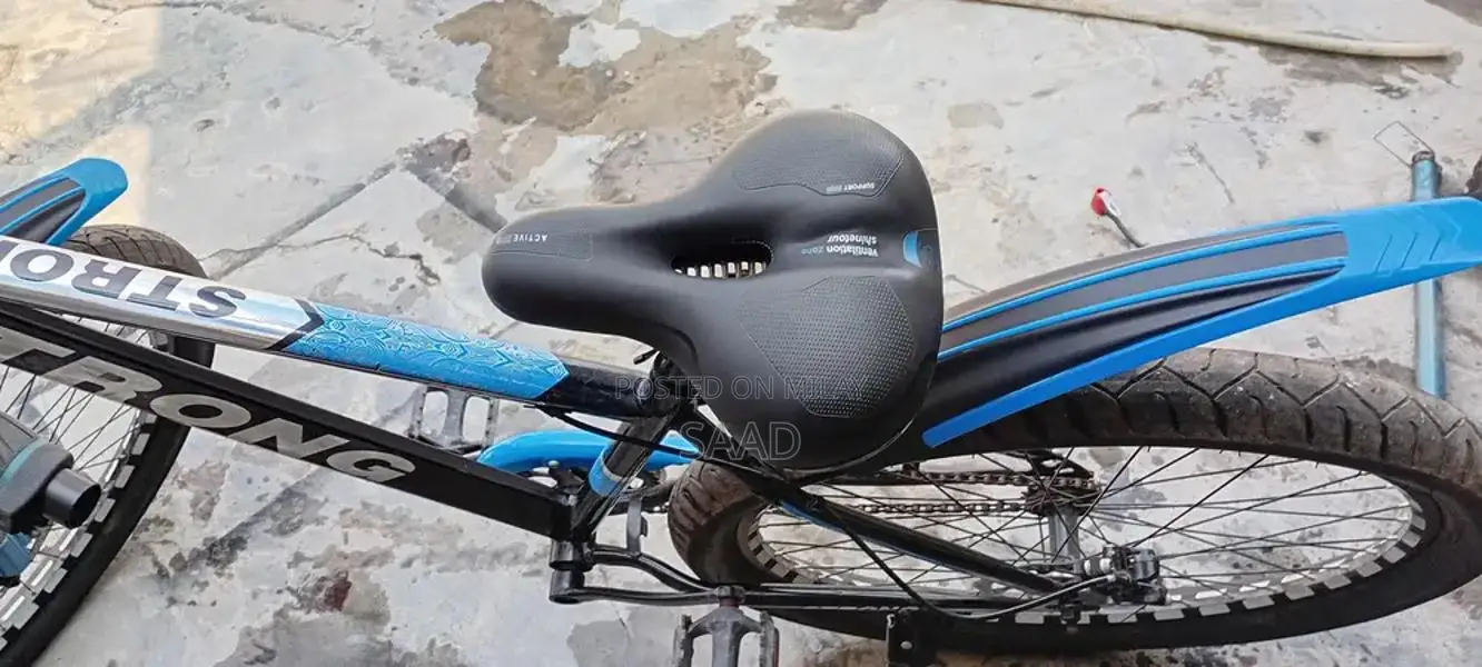 Blue and Black Fat Tire Bicycle with Front Suspension