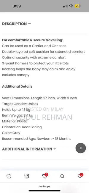 Infant Car Seat and Carrier with Rocking Function