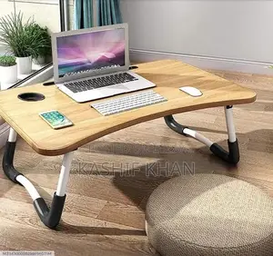 Wooden Laptop Table - Portable Black Folding Desk