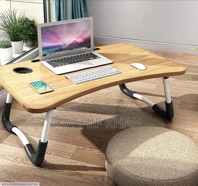 Wooden Laptop Table - Portable Black Folding Desk