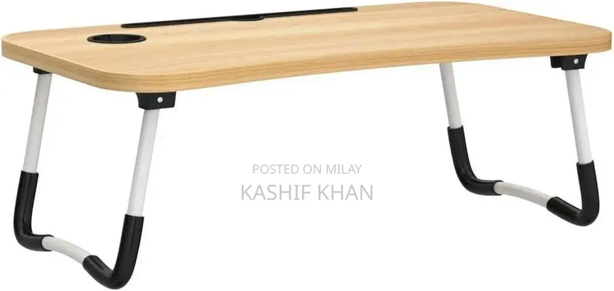 Wooden Laptop Table - Portable Black Folding Desk