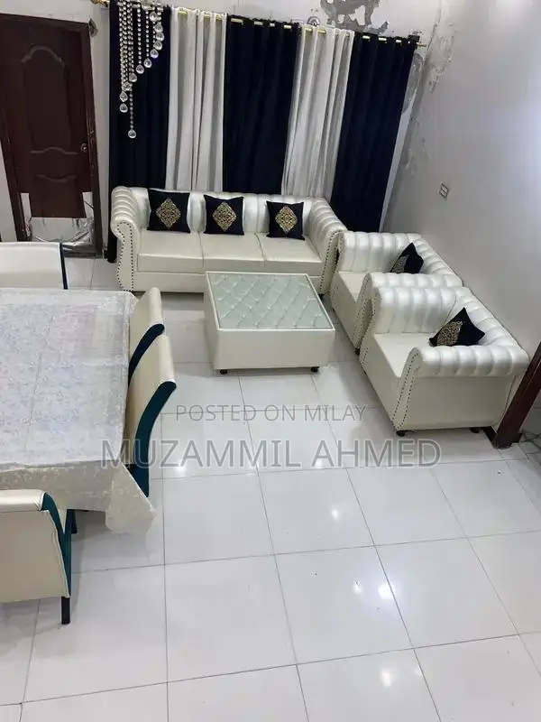 5 Seater Sofa with Matching Central Table and Curtains