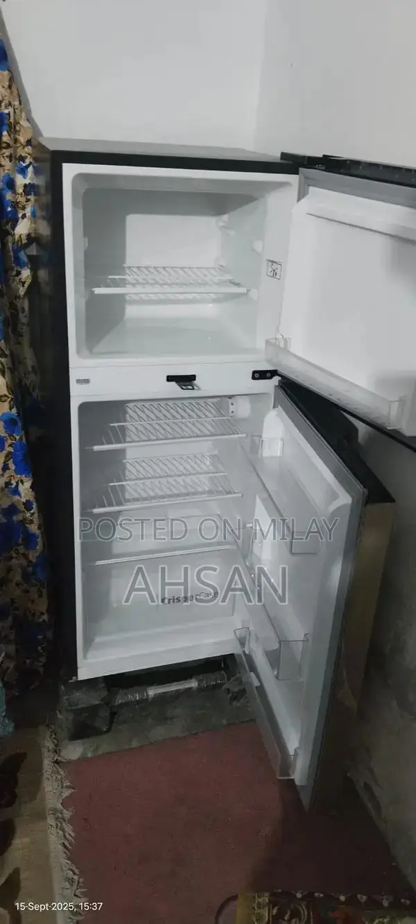 E-Chrome Hairline Golden Double Door Refrigerator