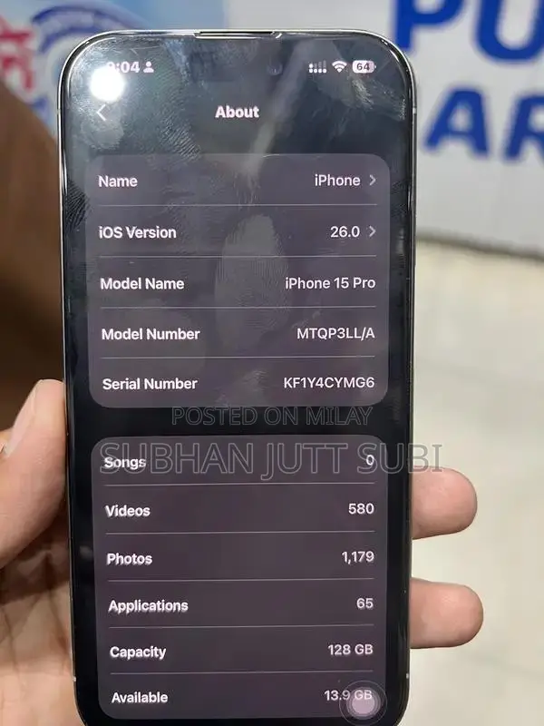 Apple iPhone 15 Pro Titanium Dual PTA 128GB Smartphone