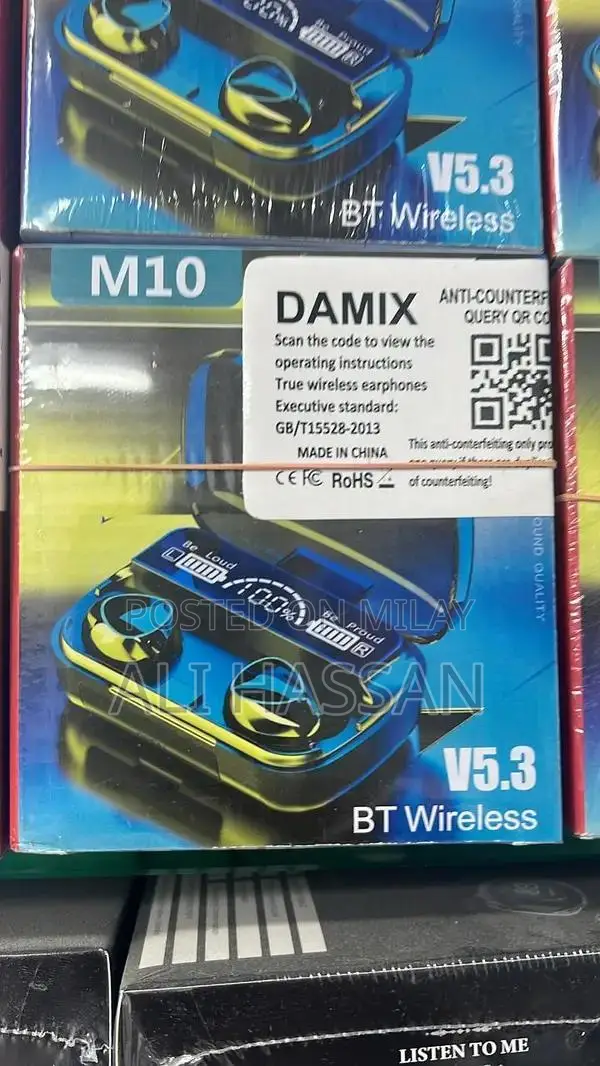 Wireless Bluetooth 5.3 Black Earbuds with Water Resistance