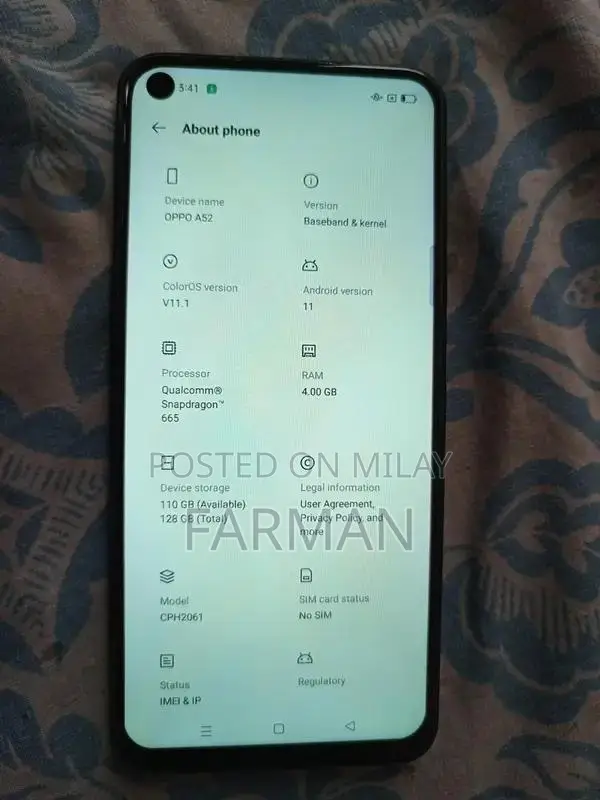 OPPO A52 Smartphone with Dual SIM and Type-C Charging