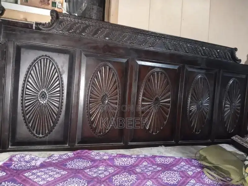 Wooden Bed with Side Table - No Mattress Included